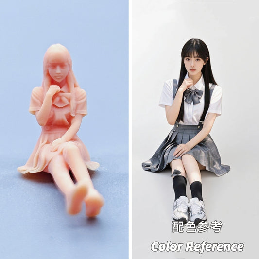 1/64 1/43 Figurines Scale Model Resin JK Girl Sitting on The Stairs Uncolored Miniatures Diorama Hand-painted D621