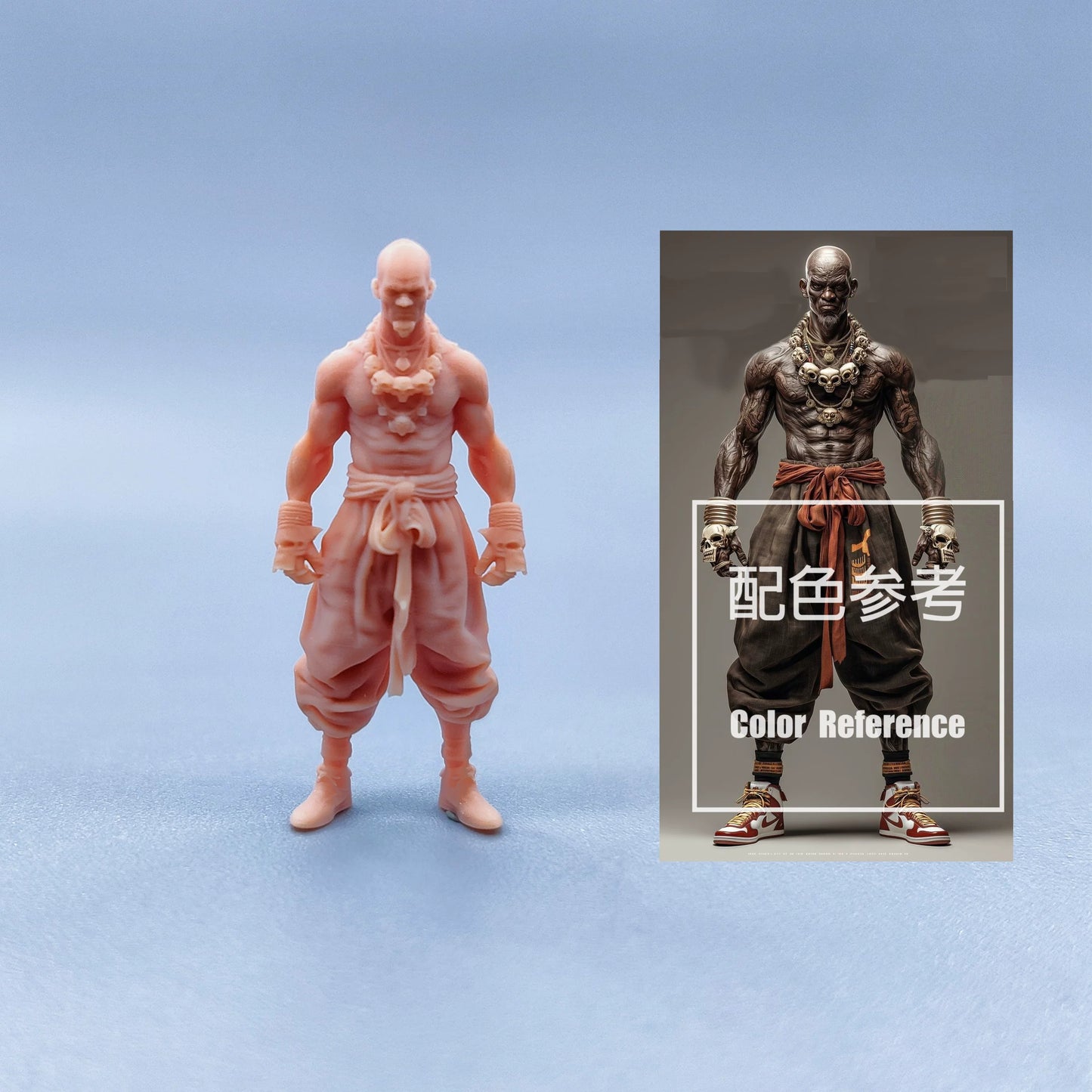 1/64 1/43 Figurines Scale Model Resin Punk Monk with Skull Uncolored Miniatures Diorama Hand-painted W524