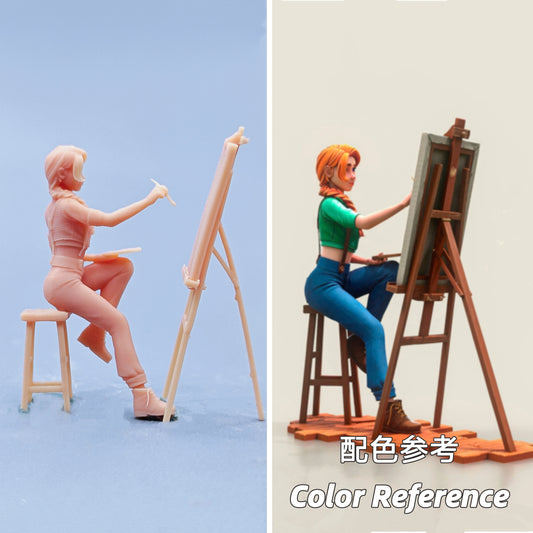1/64 1/43 Figurines Scale Model Resin Painting Girl Uncolored Miniatures Diorama Hand-painted C918