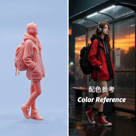 1/64 1/43 Figurines Scale Model Resin Earphone Backpack Beauty Uncolored Miniatures Diorama Hand-painted D703