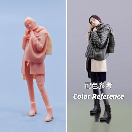 1/64 1/43 Figurines Scale Model Resin Warm Hand Scarf for Women Uncolored Miniatures Diorama Hand-painted D436