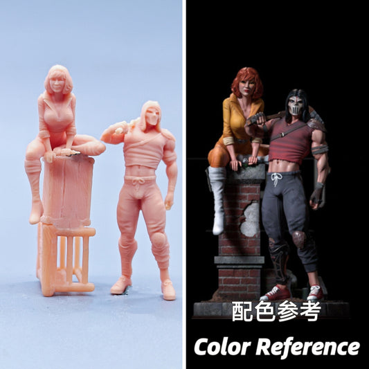 1/64 1/43 Figurines Scale Model Resin April and Casey Uncolored Miniatures Diorama Hand-painted C830