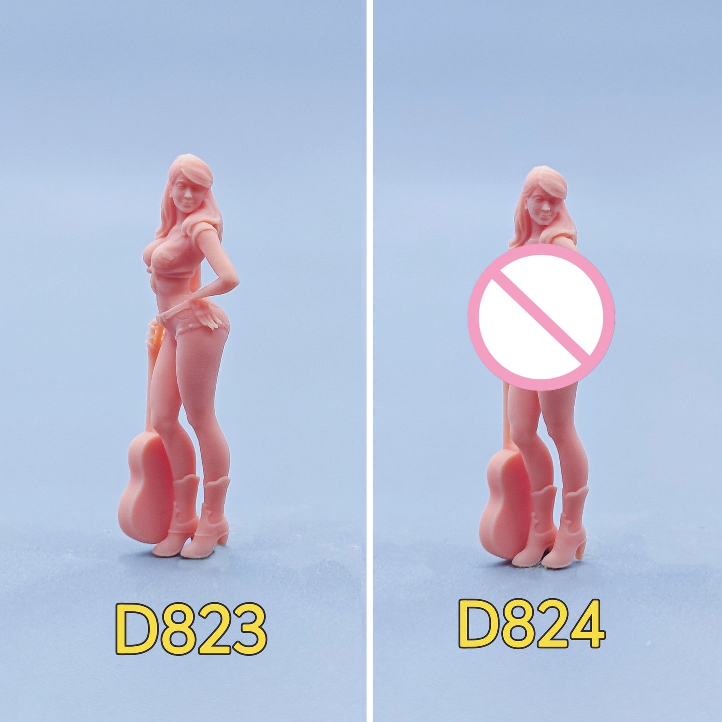 1/64 1/43 Figurines Scale Model Resin Guitar Girl Uncolored Miniatures Diorama Hand-painted D823 D824