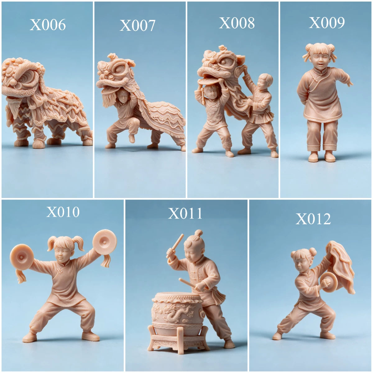1/64 1/43 Figurines Scale Model Resin Laoye Baohao Lion Dance Uncolored Miniatures Diorama Hand-painted X006 X012
