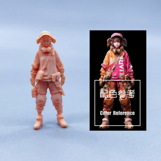 1/64 1/43 Figurines Scale Model Resin Cute Cyberpunk Girl Uncolored Miniatures Diorama Hand-painted W523