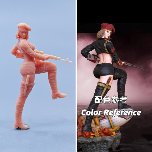 1/64 1/43 Figurines Scale Model Resin Female Soldier with Rifle Uncolored Miniatures Diorama Hand-painted D503