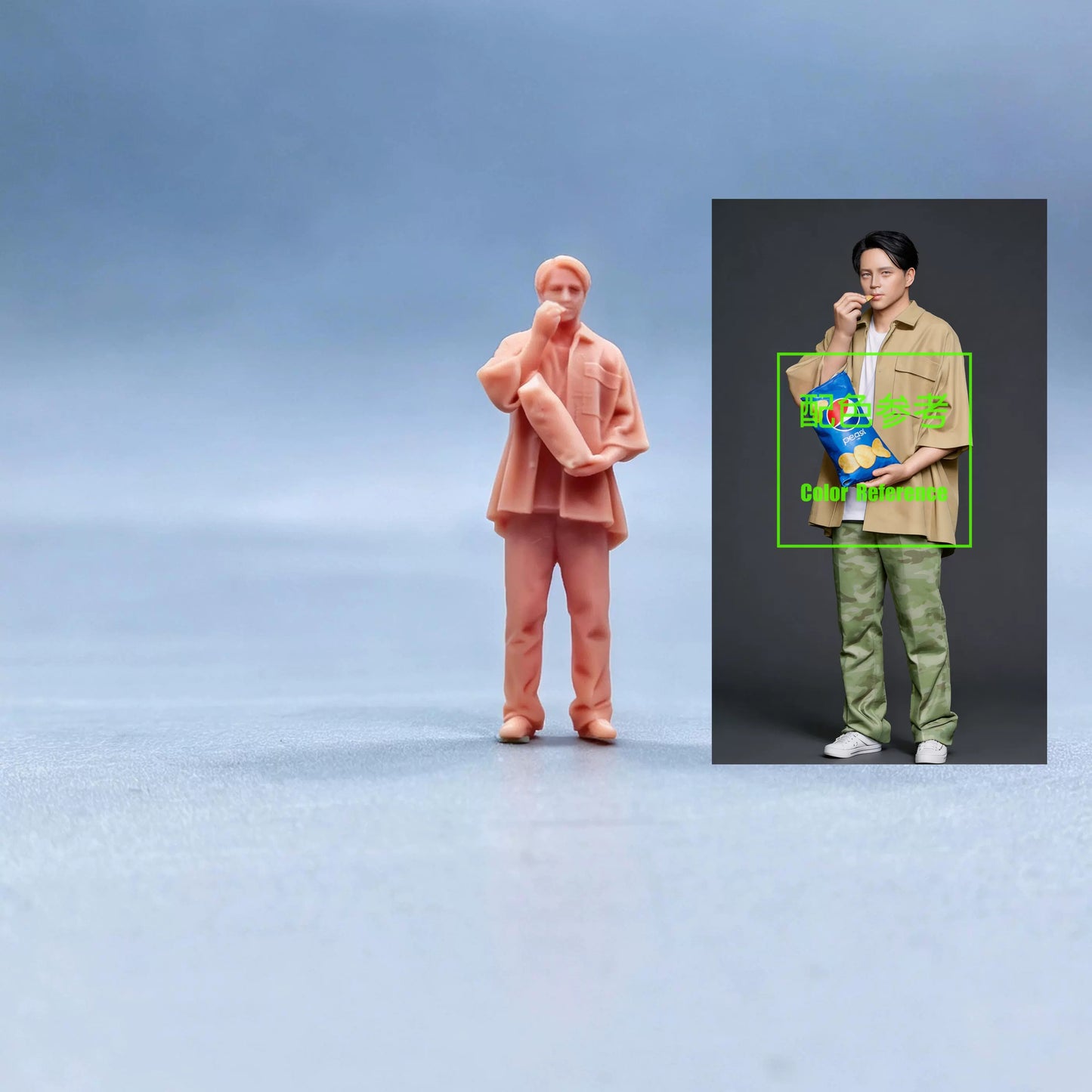 1/64 1/43 Figurines Scale Model Resin Handsome Guy Eating Potato Chips Uncolored Miniatures Diorama Hand-painted W716