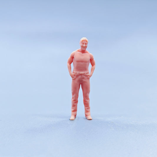 1/64 1/43 Figurines Scale Model Resin Smiling Man with Hands in Pockets Uncolored Miniatures Diorama Hand-painted D730