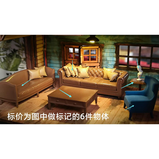 WX-MADE 1/64 Scale Figurines Model 6-piece Set of Accessories Sofa Collection Miniature Hand-painted