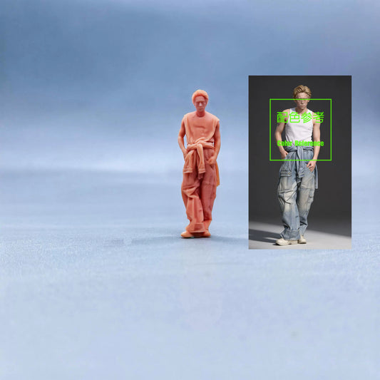 1/64 1/43 Figurines Scale Model Resin Standing T-shirt for Handsome Men Uncolored Miniatures Diorama Hand-painted W713