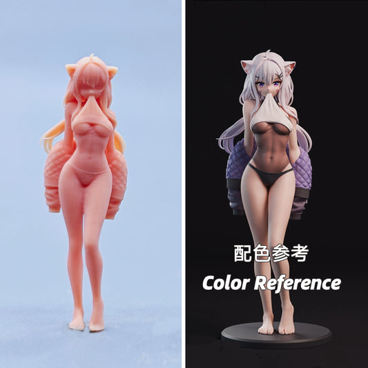 1/64 1/43 Figurines Scale Model Resin Bite Clothes Cute Catwoman Uncolored Miniatures Diorama Hand-painted D624