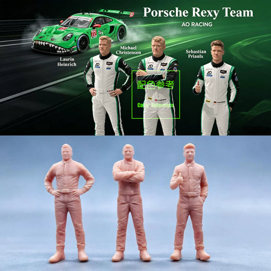 1/64 1/43 Figurines Scale Model Resin Porsche Rexy Racing Team Uncolored Miniatures Diorama Hand-painted W802 W804