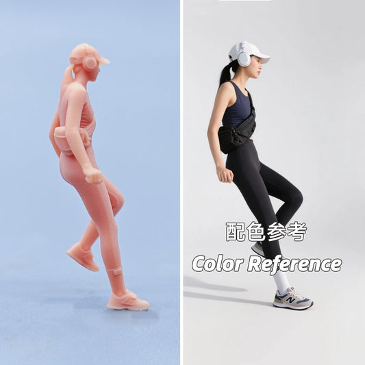 1/64 1/43 Figurines Scale Model Resin Relying on Posture Women Wearing Headphones Uncolored Miniatures Diorama Hand-painted D509
