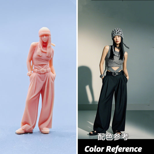 1/64 1/43 Figurines Scale Model Resin Knitted Hat Insert Pocket Girl Uncolored Miniatures Diorama Hand-painted D607