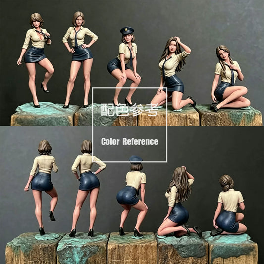 1/64 1/43 Figurines Scale Model Resin Japanese Uniform Female Police Officer 2 Uncolored Miniatures Diorama Hand-painted  X001 X005