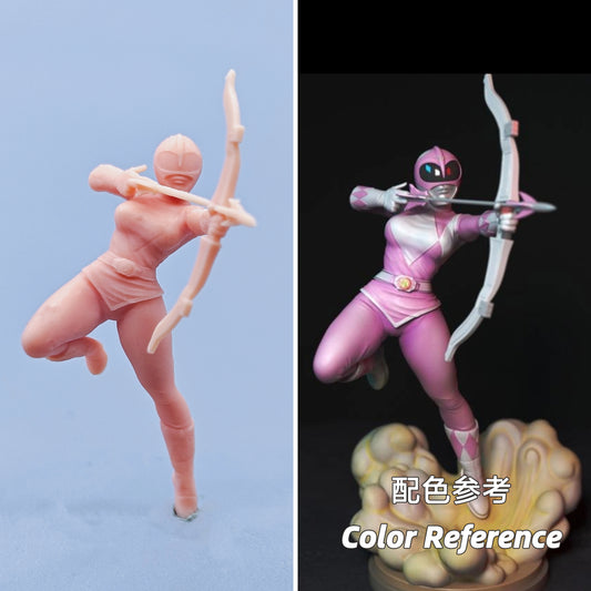 1/64 1/43 Figurines Scale Model Resin Pink Warrior Pulls Bow and Shoots Arrows Uncolored Miniatures Diorama Hand-painted D605