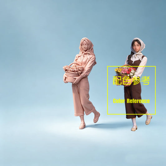 1/64 1/43 Figurines Scale Model Resin The Flower Girl Uncolored Miniatures Diorama Hand-painted X108