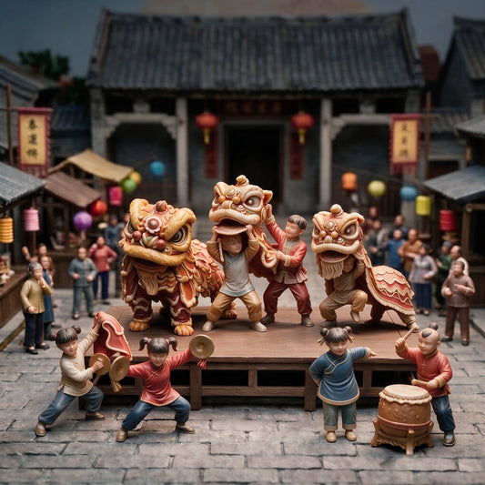 1/64 1/43 Figurines Scale Model Resin Laoye Baohao Lion Dance Uncolored Miniatures Diorama Hand-painted X006 X012