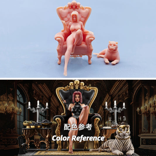 1/64 1/43 Figurines Scale Model Resin The Luxurious Queen Smokes Uncolored Miniatures Diorama Hand-painted D514