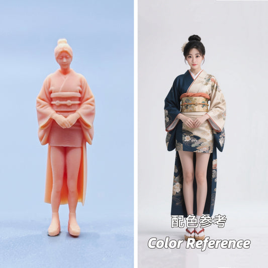 1/64 1/43 Figurines Scale Model Resin Maruko Kimono Girl Uncolored Miniatures Diorama Hand-painted D620