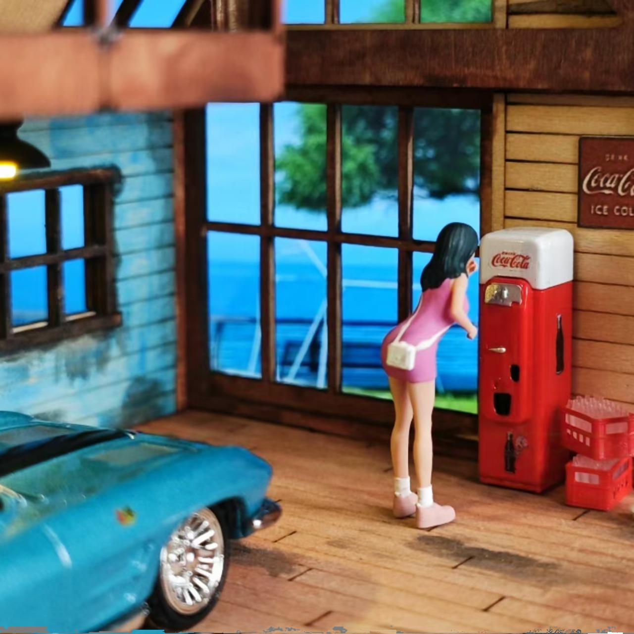 WX-MADE 1/64 Scale Figurines Model New Retro Cola Vending Machine Collection Miniature Hand-painted