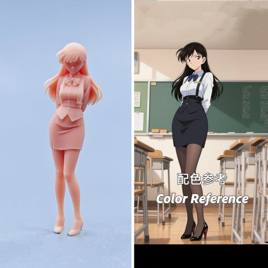 1/64 1/43 Figurines Scale Model Resin Back Hand Female High School Student Uncolored Miniatures Diorama Hand-painted D608