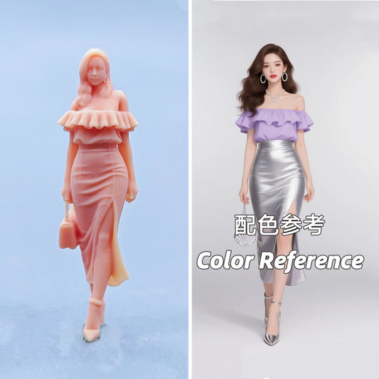 1/64 1/43 Figurines Scale Model Resin Hong Kong Style Handbag Curly Haired Beauty Uncolored Miniatures Diorama Hand-painted D516