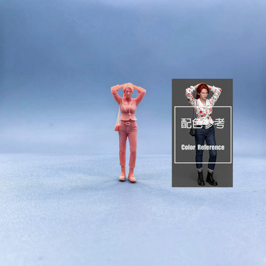 1/64 1/43 Figurines Scale Model Resin Hairtied Beauty Uncolored Miniatures Diorama Hand-painted W634