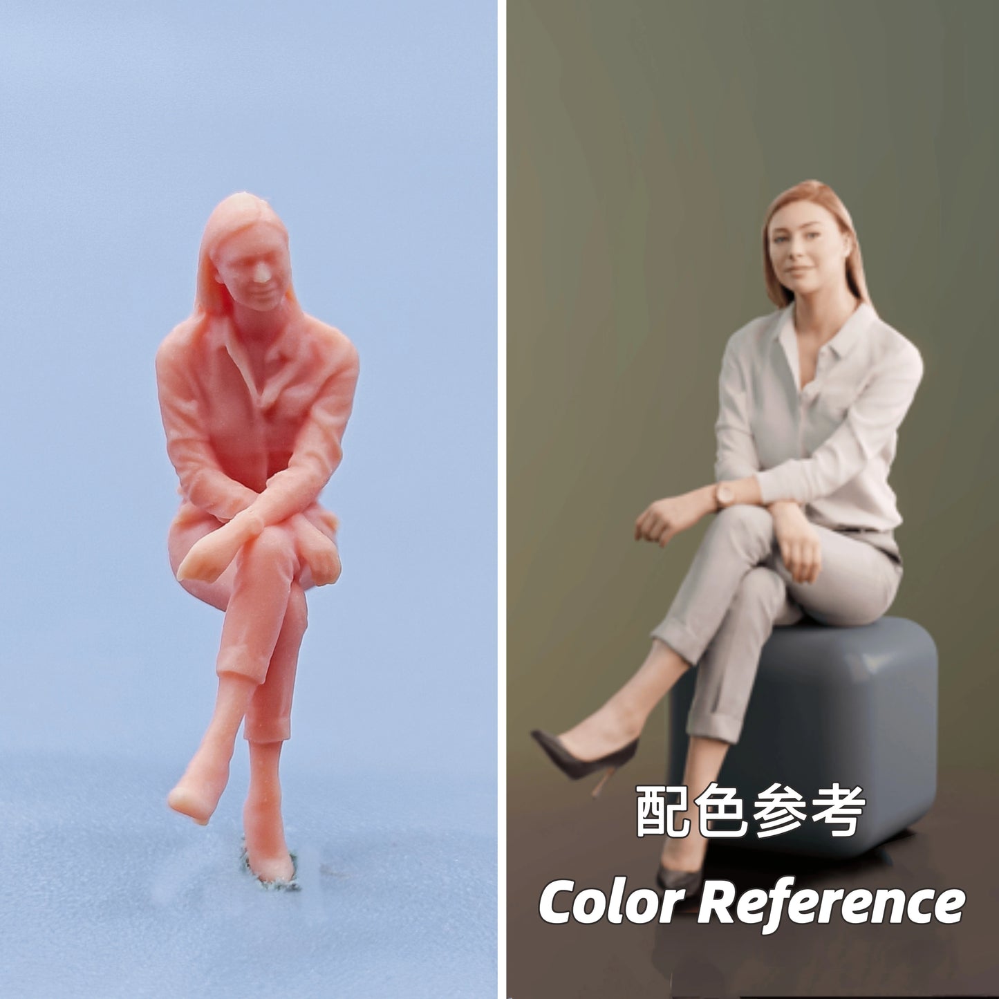 1/64 1/43 Figurines Scale Model Resin Sitting Posture with Crossed Legs Female Uncolored Miniatures Diorama Hand-painted D425