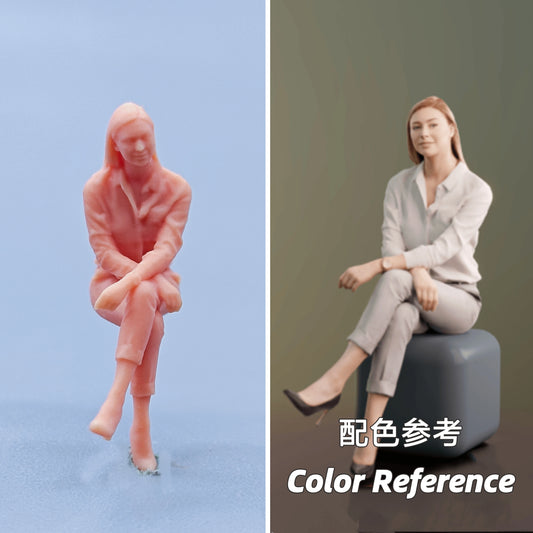 1/64 1/43 Figurines Scale Model Resin Sitting Posture with Crossed Legs Female Uncolored Miniatures Diorama Hand-painted D425