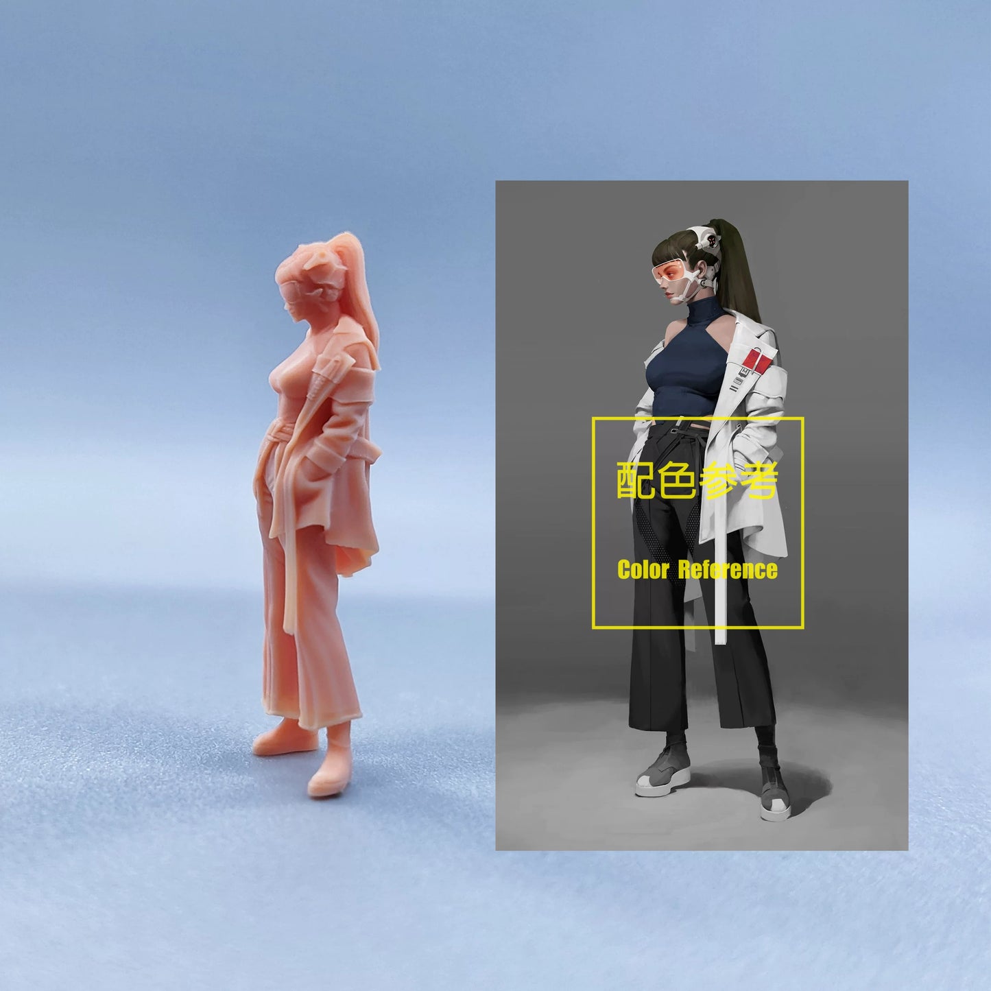 1/64 1/43 Figurines Scale Model Resin Handsome Cyber Ponytail Girl Uncolored Miniatures Diorama Hand-painted W529