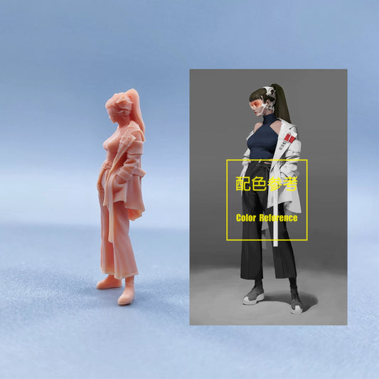 1/64 1/43 Figurines Scale Model Resin Handsome Cyber Ponytail Girl Uncolored Miniatures Diorama Hand-painted W529