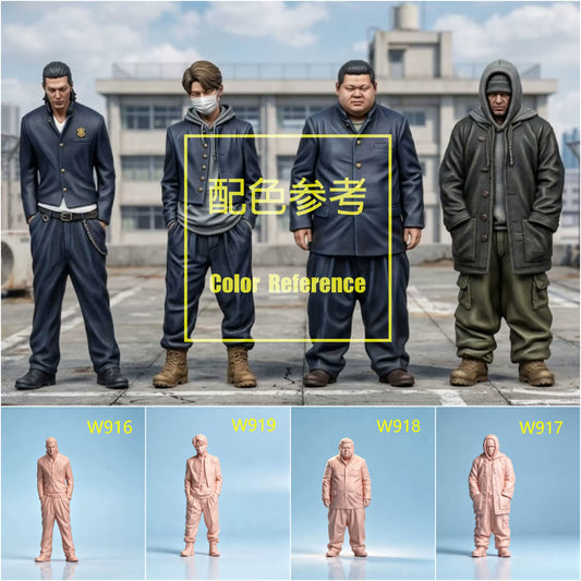 1/64 1/43 Figurines Scale Model Resin Hot Blooded University 02 Uniform Uncolored Miniatures Diorama Hand-painted W916 W919