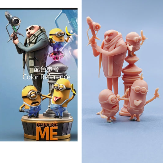 1/64 1/43 Figurines Scale Model Resin Minions 4-person Group Uncolored Miniatures Diorama Hand-painted C034