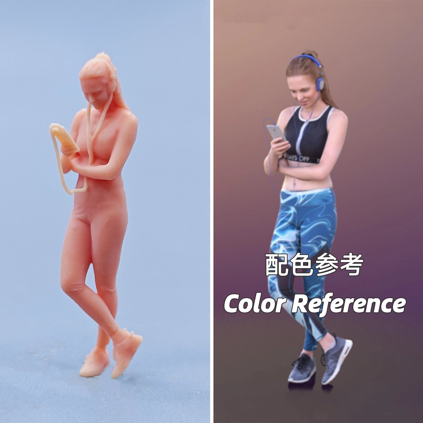 1/64 1/43 Figurines Scale Model Resin Listening To Music with Headphones for Women Uncolored Miniatures Diorama Hand-painted D502