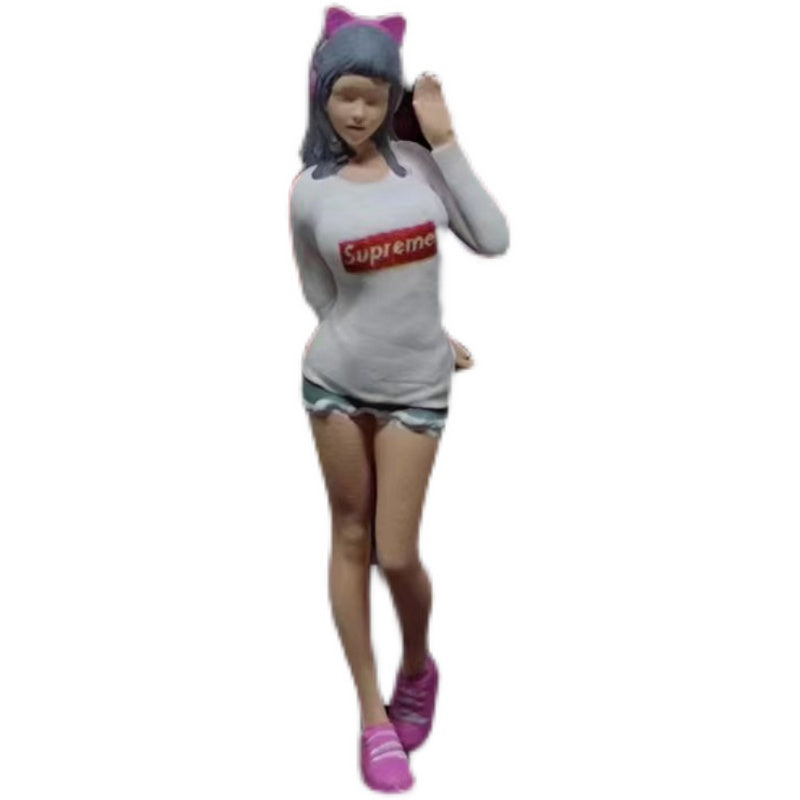 WX-MADE 1/64 Scale Figurines Model Earphone Girl Collection Miniature Hand-painted