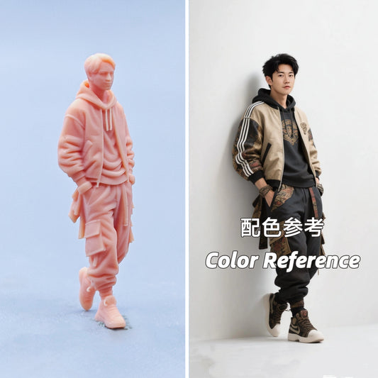 1/64 1/43 Figurines Scale Model Resin Wall Hugging Jacket for Trendy Men Uncolored Miniatures Diorama Hand-painted D435