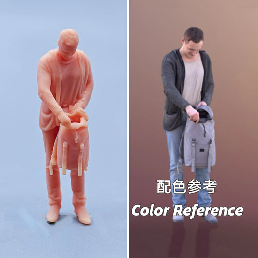 1/64 1/43 Figurines Scale Model Resin The Man Open The Backpack and Check Uncolored Miniatures Diorama Hand-painted D432
