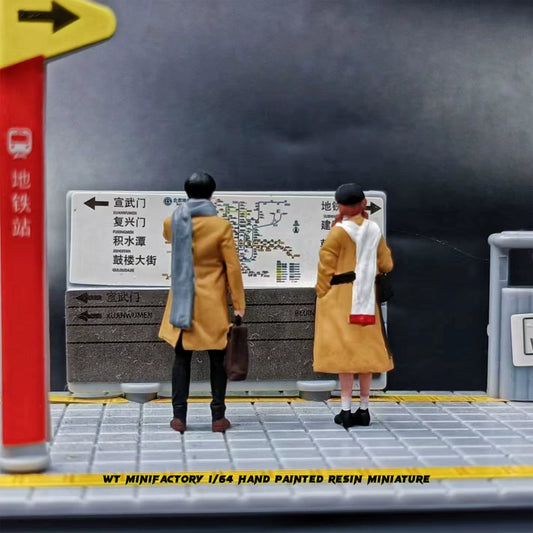 WT Minifactory 1/64 Scale Figurines Model Winter Shopping for Couples Collection Miniature Hand-painted