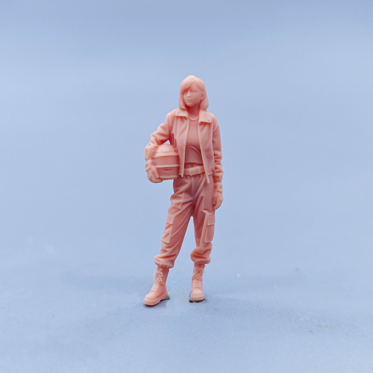 1/64 1/43 Figurines Scale Model Resin Leather Jacket Work Pants Women's Uncolored Miniatures Diorama Hand-painted D434