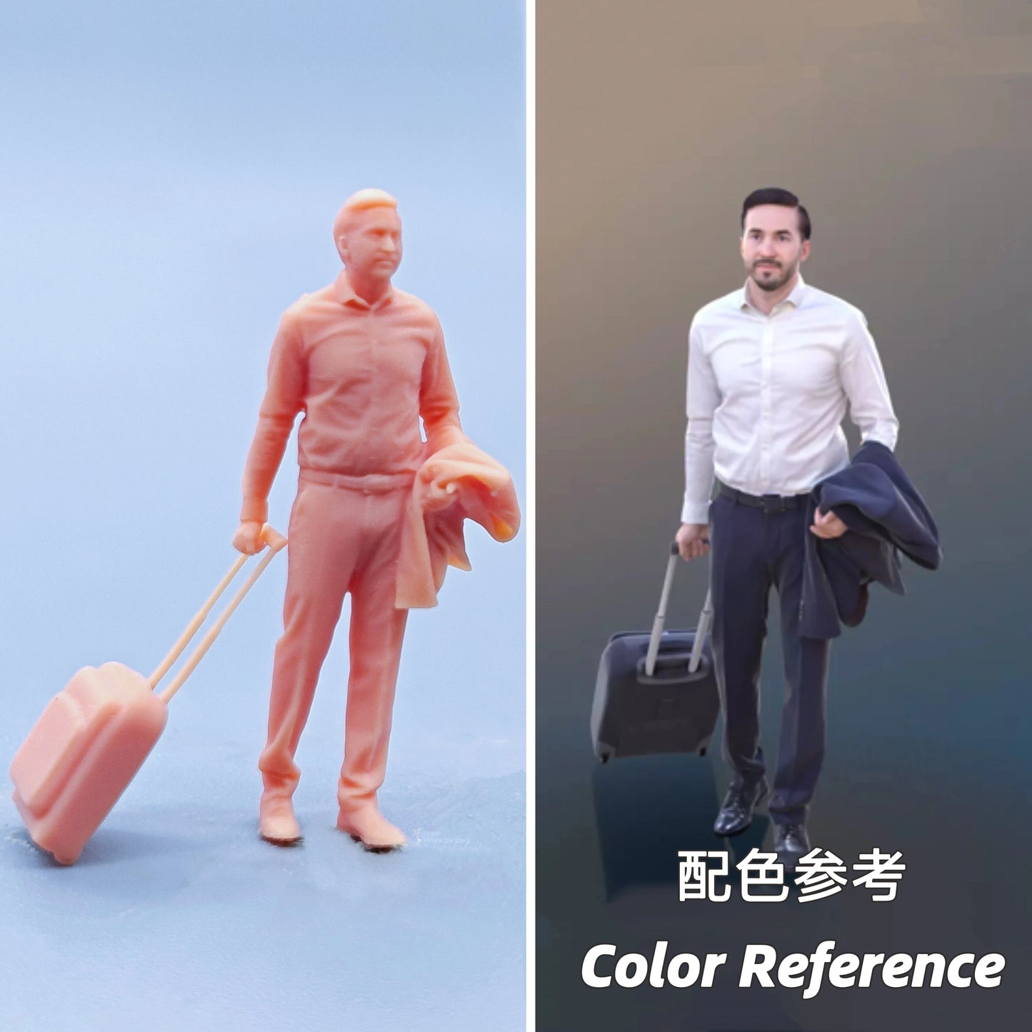1/64 1/43 Figurines Scale Model Resin Hand Dragging Luggage with Clothes, Male Uncolored Miniatures Diorama Hand-painted D424