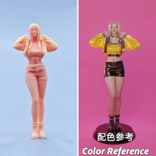 1/64 1/43 Figurines Scale Model Resin Fashionable and Cool Girl Uncolored Miniatures Diorama Hand-painted D609