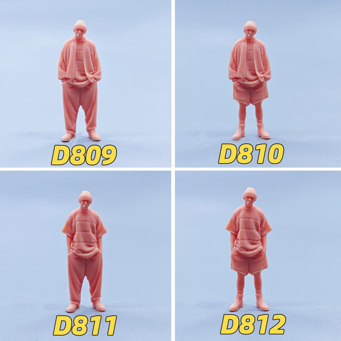 1/64 1/43 Figurines Scale Model Resin Smoking Man Uncolored Miniatures Diorama Hand-painted D809 D812