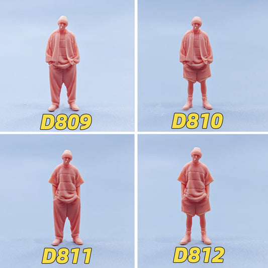 1/64 1/43 Figurines Scale Model Resin Smoking Man Uncolored Miniatures Diorama Hand-painted D809 D812