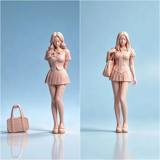 1/64 1/43 Figurines Scale Model Resin Best Friend JK Girl Uncolored Miniatures Diorama Hand-painted W835 W836