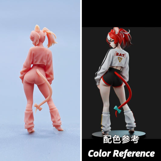 1/64 1/43 Figurines Scale Model Resin Mouse Eared Girl Uncolored Miniatures Diorama Hand-painted D633