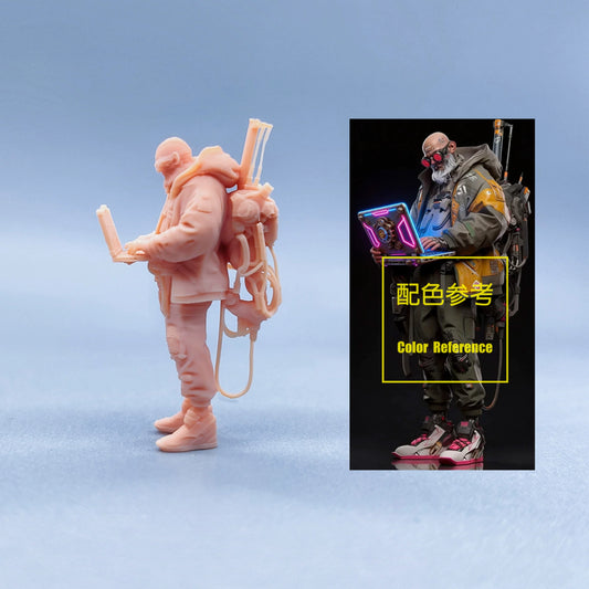 1/64 1/43 Figurines Scale Model Resin Cyberpunk Cool Old Man Punk Uncolored Miniatures Diorama Hand-painted W528