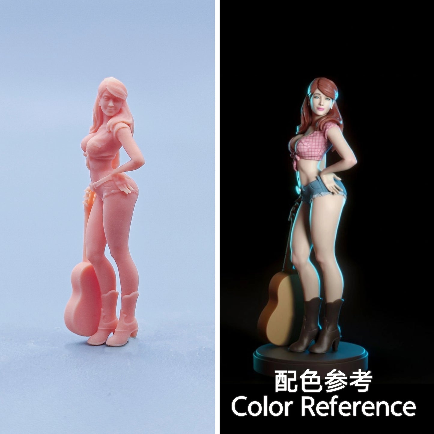 1/64 1/43 Figurines Scale Model Resin Guitar Girl Uncolored Miniatures Diorama Hand-painted D823 D824