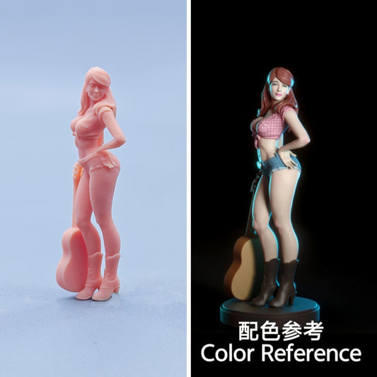 1/64 1/43 Figurines Scale Model Resin Guitar Girl Uncolored Miniatures Diorama Hand-painted D823 D824