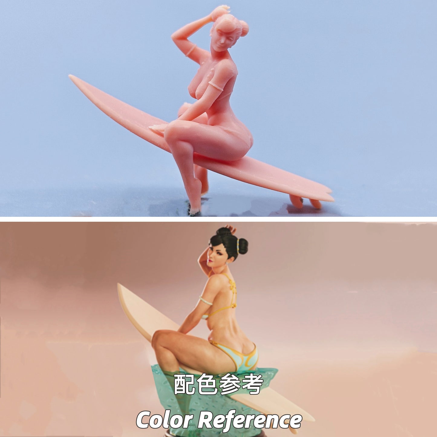 1/64 1/43 Figurines Scale Model Resin Surfboard Spring Beauty Uncolored Miniatures Diorama Hand-painted D010